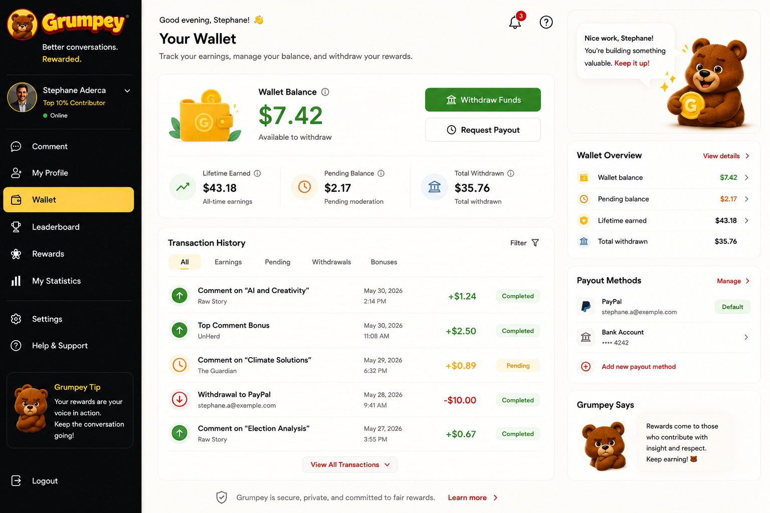 Commenter Wallet