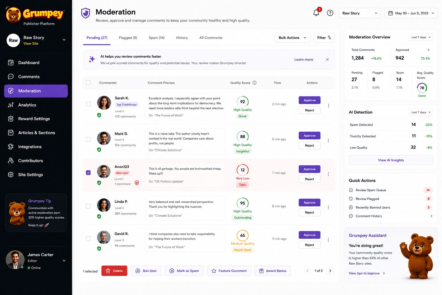 Publisher Moderation